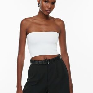 Aritzia Sculpt Knit Cropped Tube Top in Dark Grey, xs